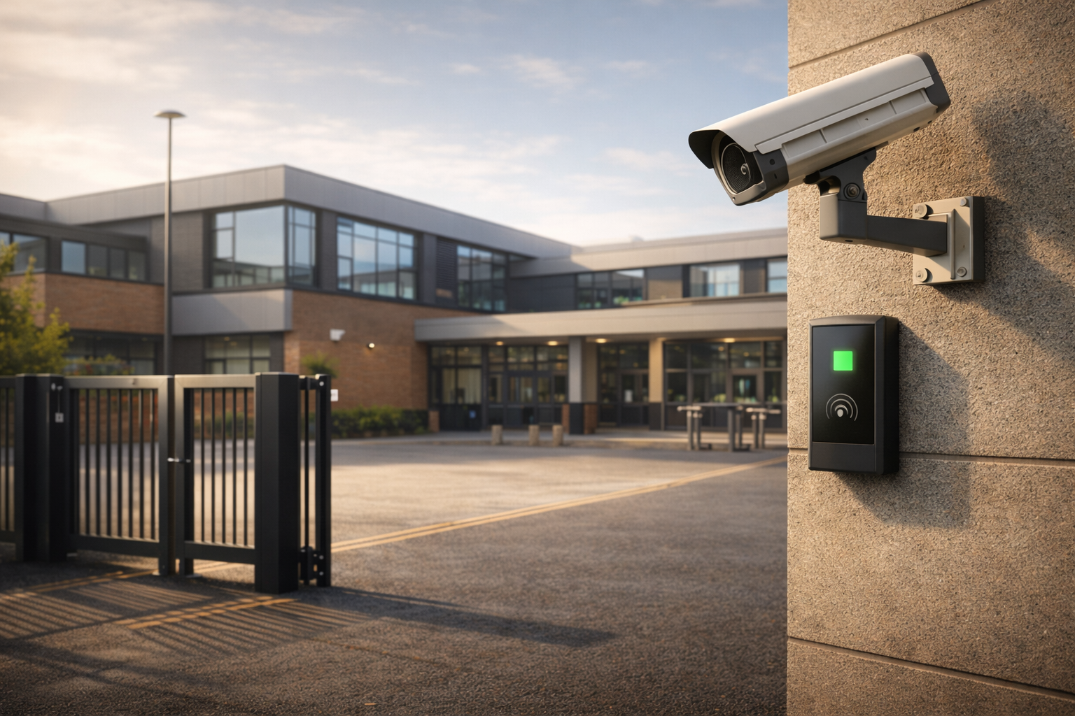 Secure school entrance with modern access control